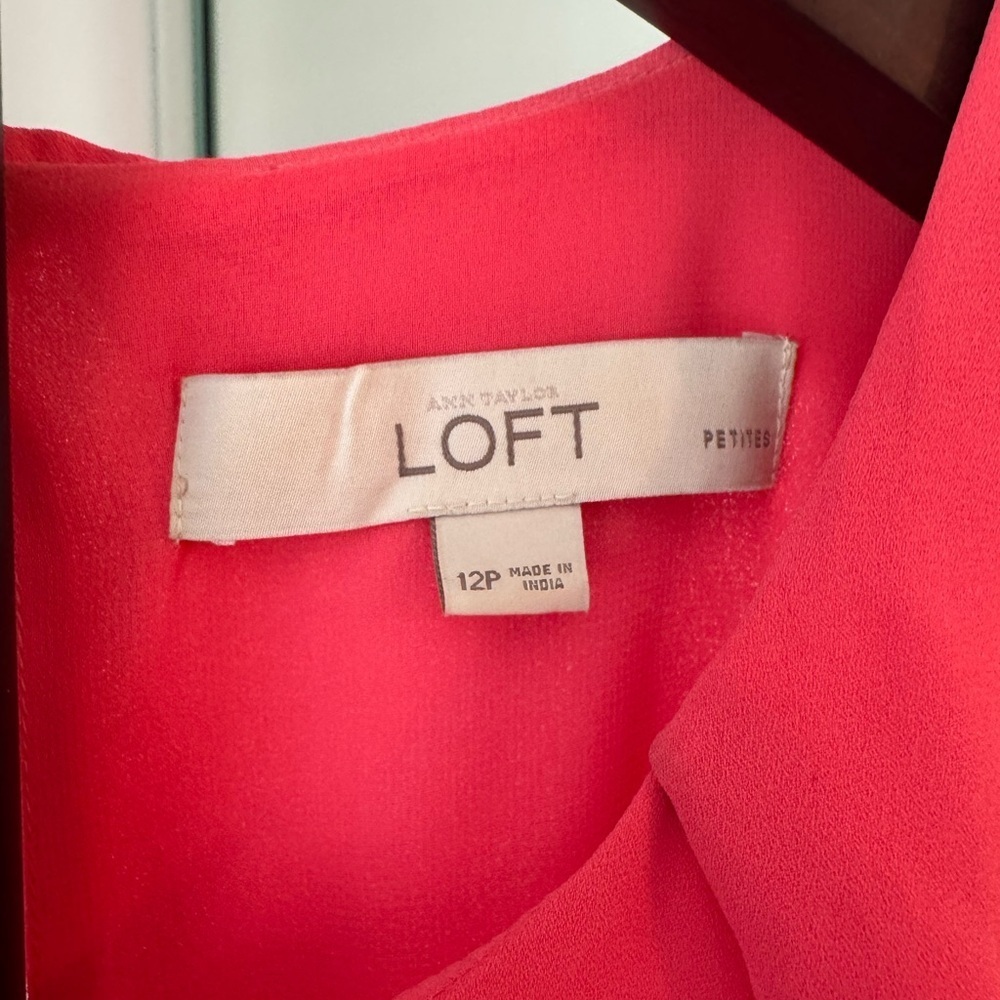LOFT Pink Sheath Mini Dress with Flutter Sleeves - Picture 4 of 12